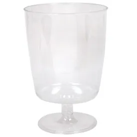 1-Piece Clear Deluxe Plastic 8oz Footed Wine Goblet