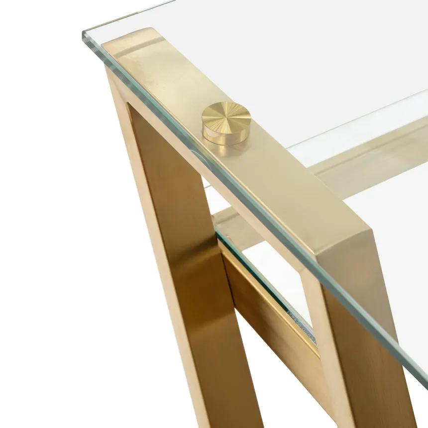 120cm Glass Home Office Desk - Brushed Gold Base