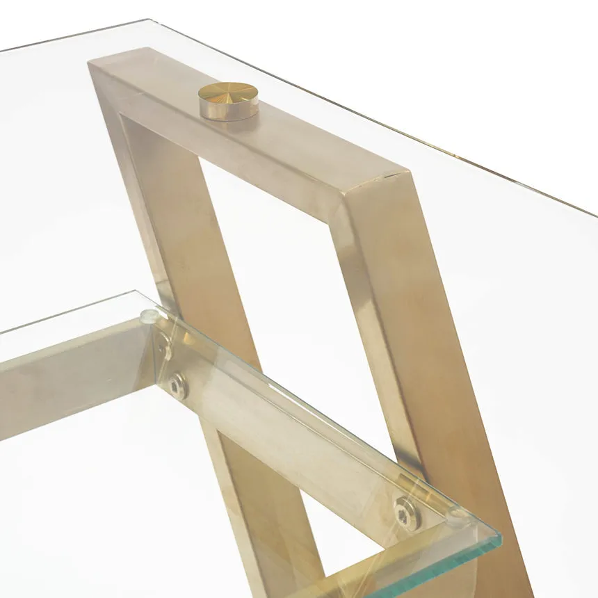 120cm Glass Home Office Desk - Brushed Gold Base