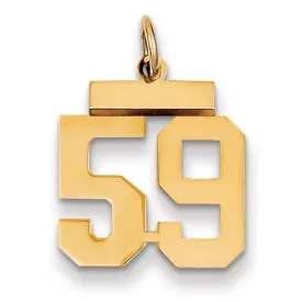 14k Yellow Gold Polished Finish Small Size Number 59 Charm Pendant