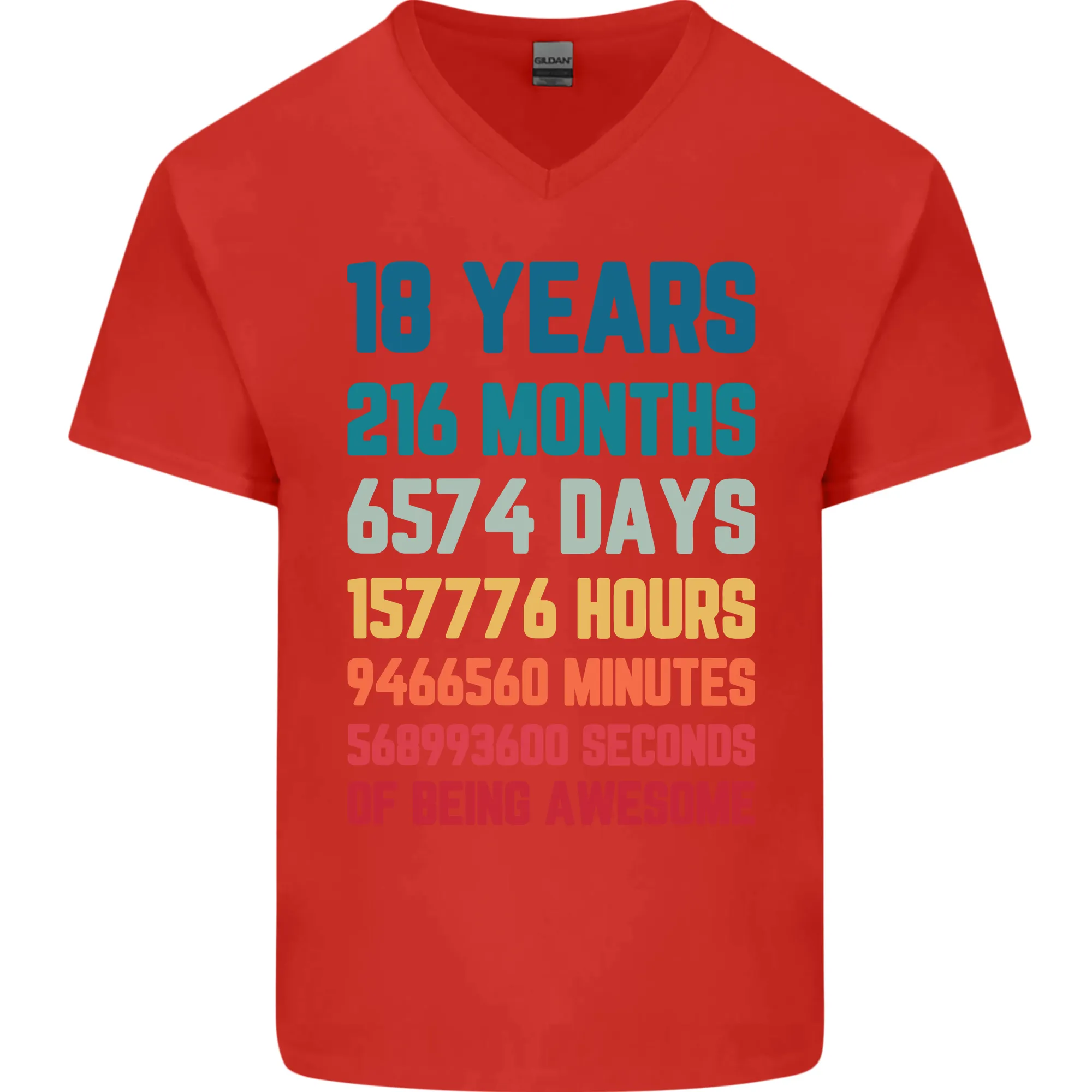 18th Birthday 18 Year Old Mens V-Neck Cotton T-Shirt