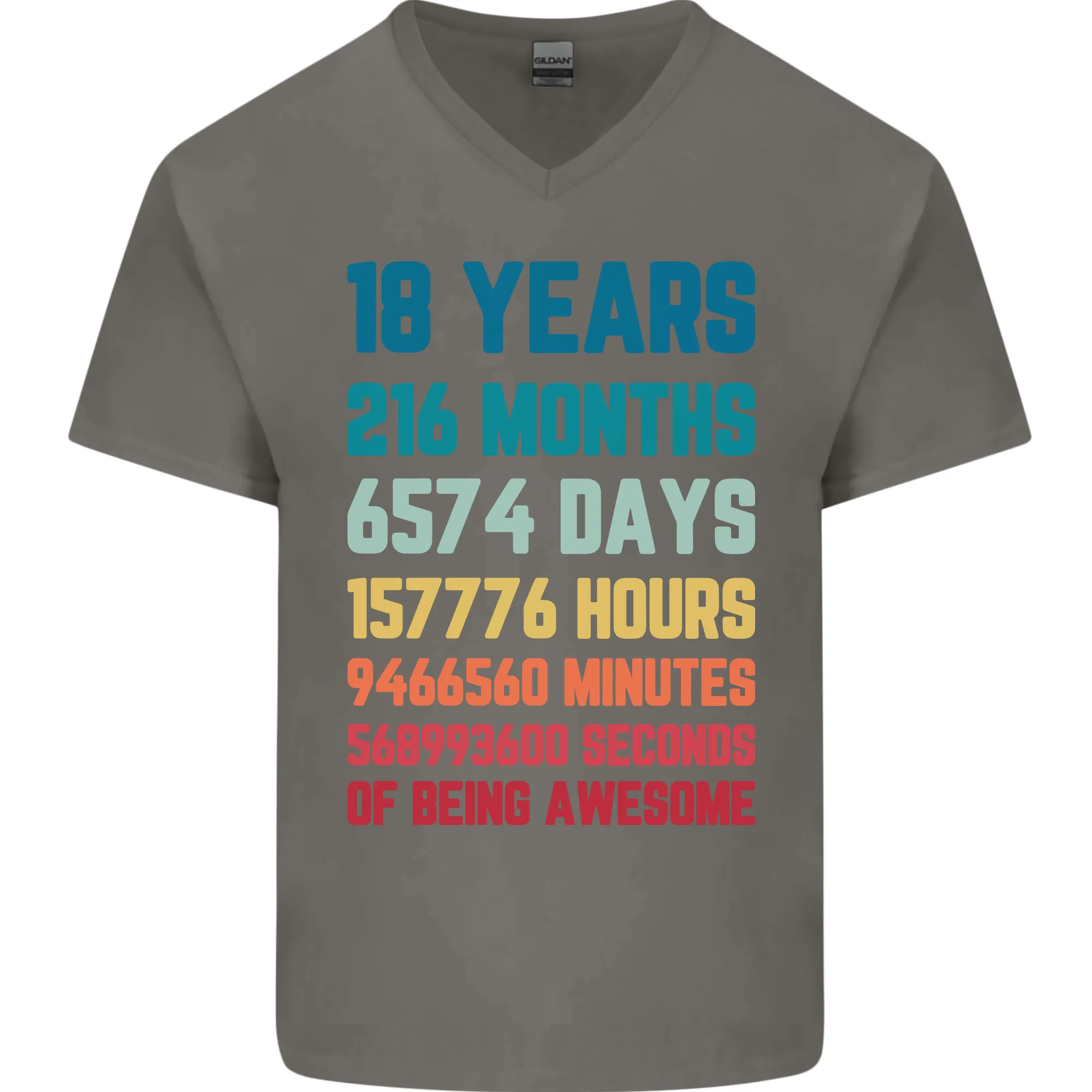 18th Birthday 18 Year Old Mens V-Neck Cotton T-Shirt