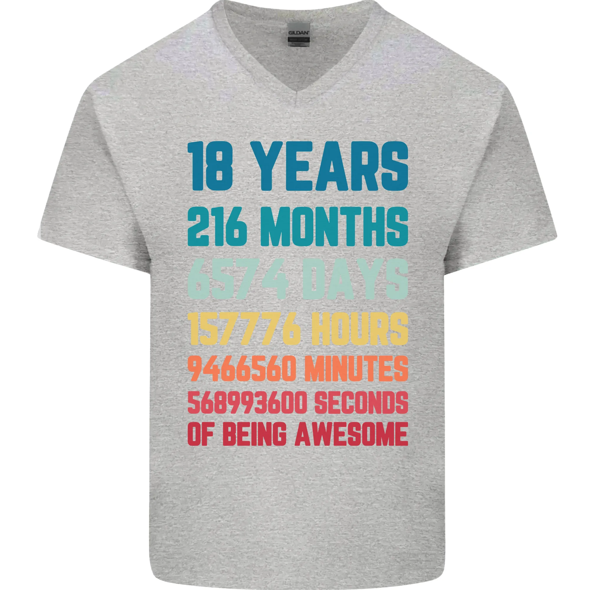 18th Birthday 18 Year Old Mens V-Neck Cotton T-Shirt