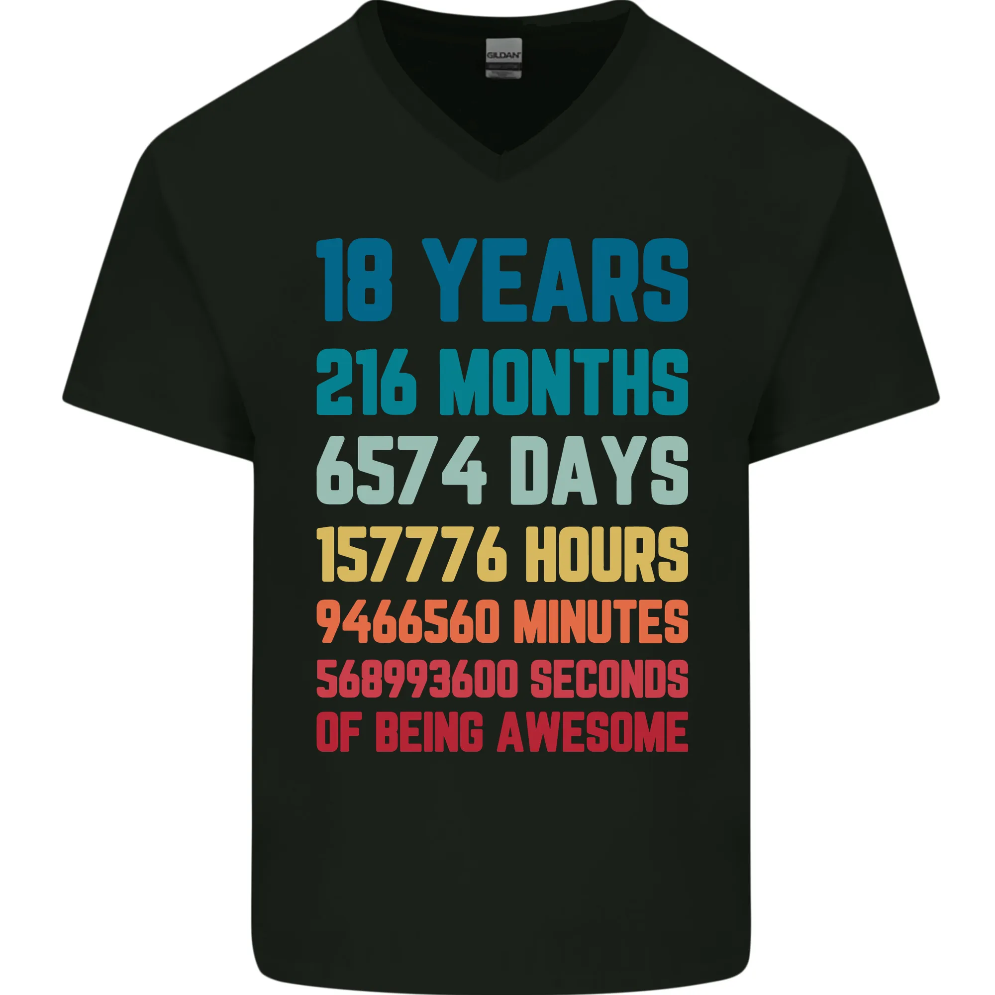 18th Birthday 18 Year Old Mens V-Neck Cotton T-Shirt