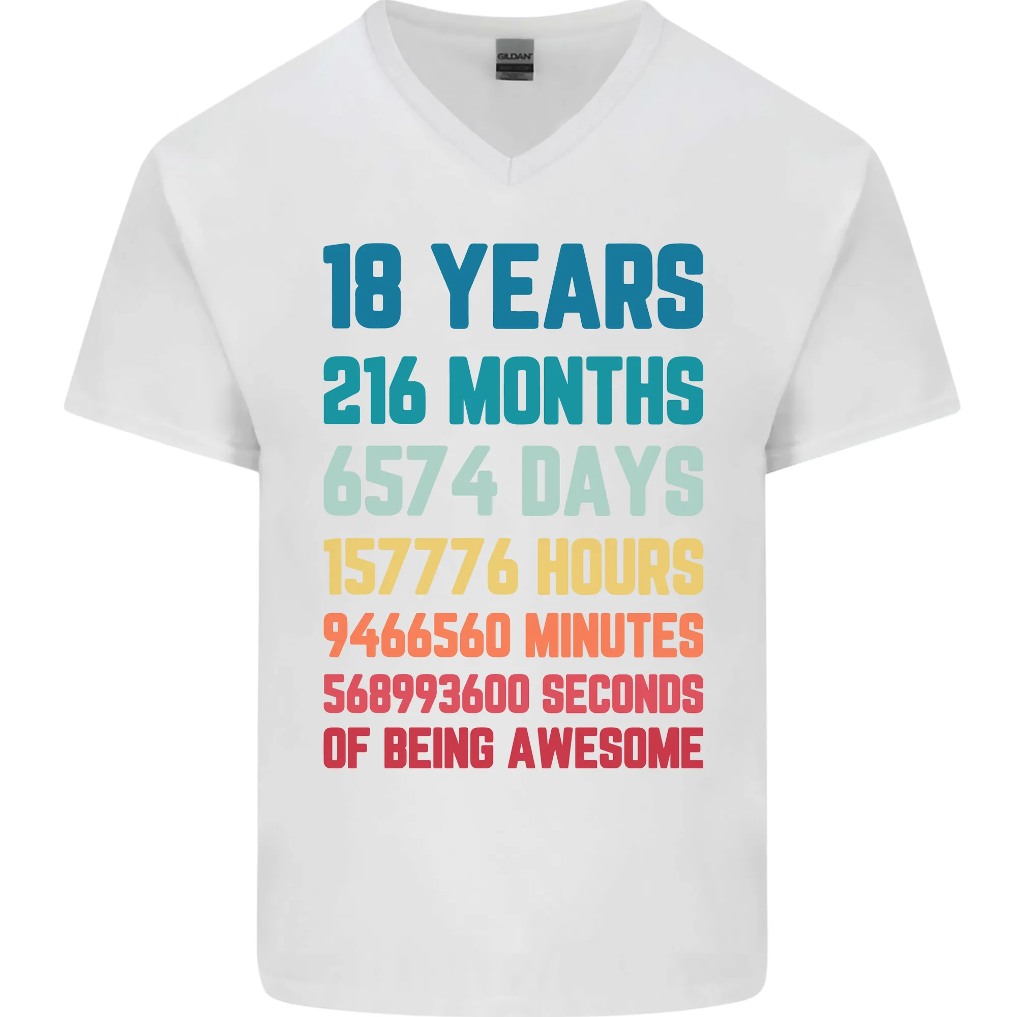 18th Birthday 18 Year Old Mens V-Neck Cotton T-Shirt