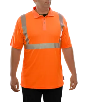 302CTOR Hi-Vis Orange Birdseye Safety Polo Shirt with 3M™ Scotchlite™ Comfort Trim