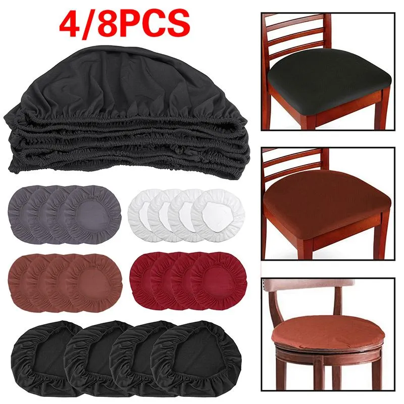 8/4 PCS Fit For Oblong/Square /Round Chair Elastic Chair Cover Decor Slipcovers