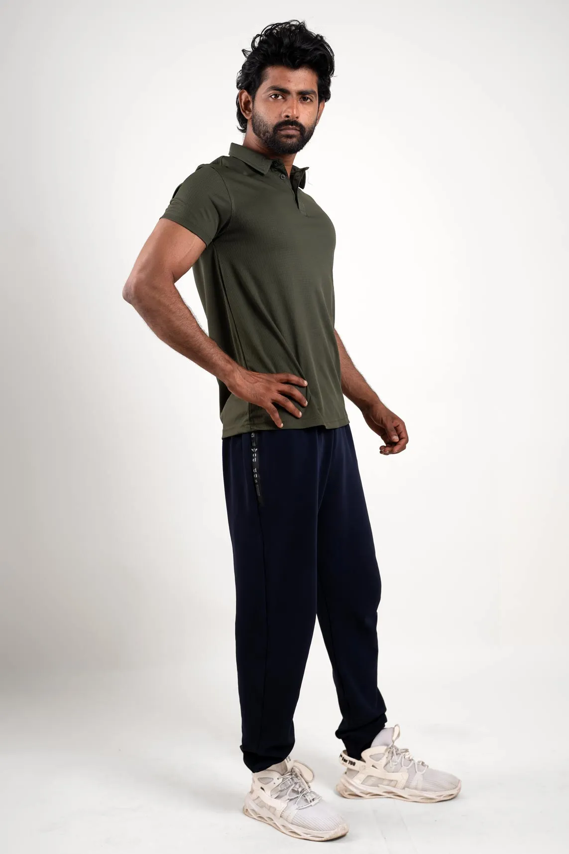 Active Dark Olive Polo Tshirt  For Men