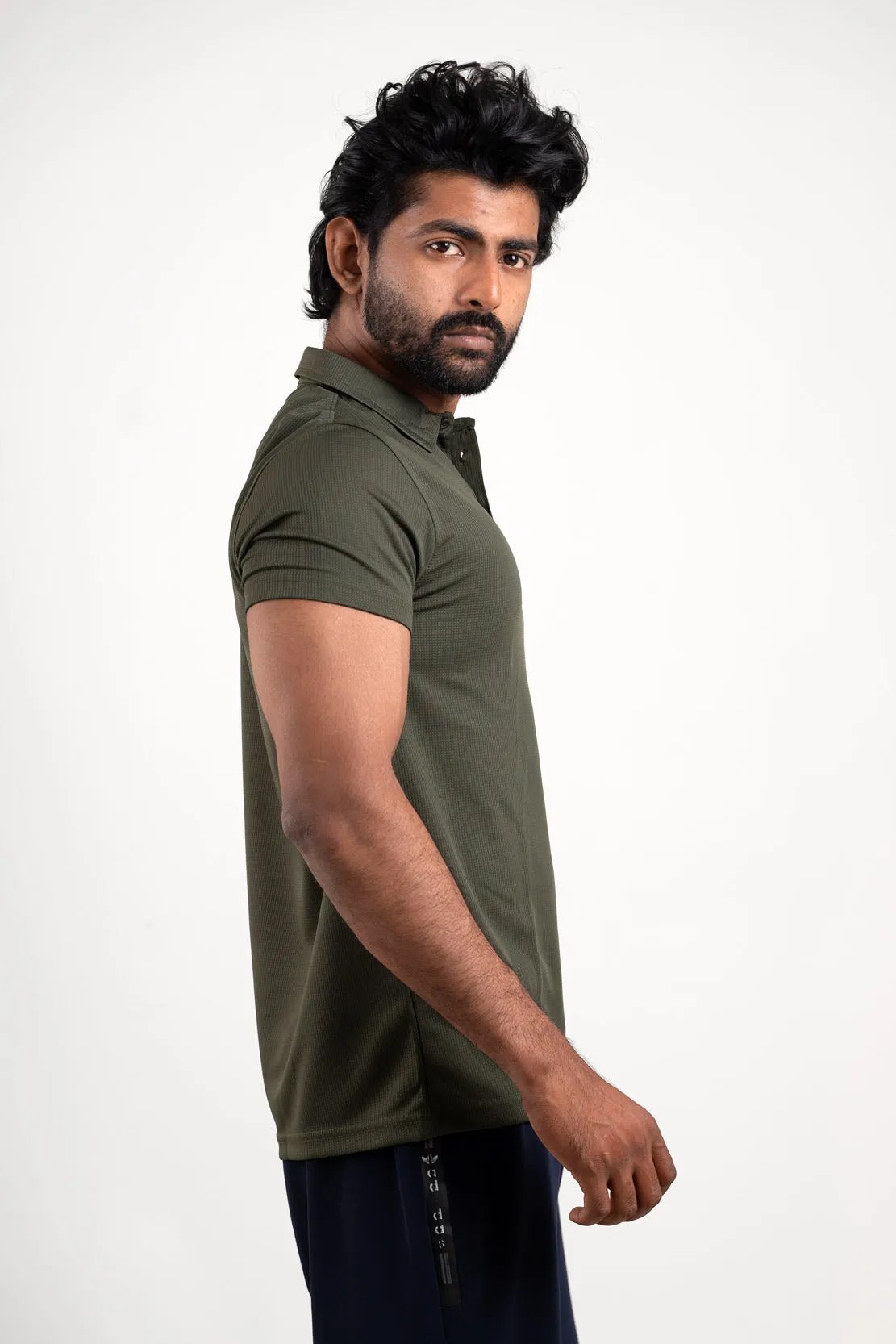 Active Dark Olive Polo Tshirt  For Men