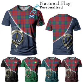 Affleck Tartan T-Shirt with Personalised National Flag and Family Crest Half Style