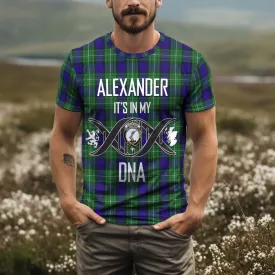 Alexander Tartan T-Shirt with Family Crest DNA In Me Style