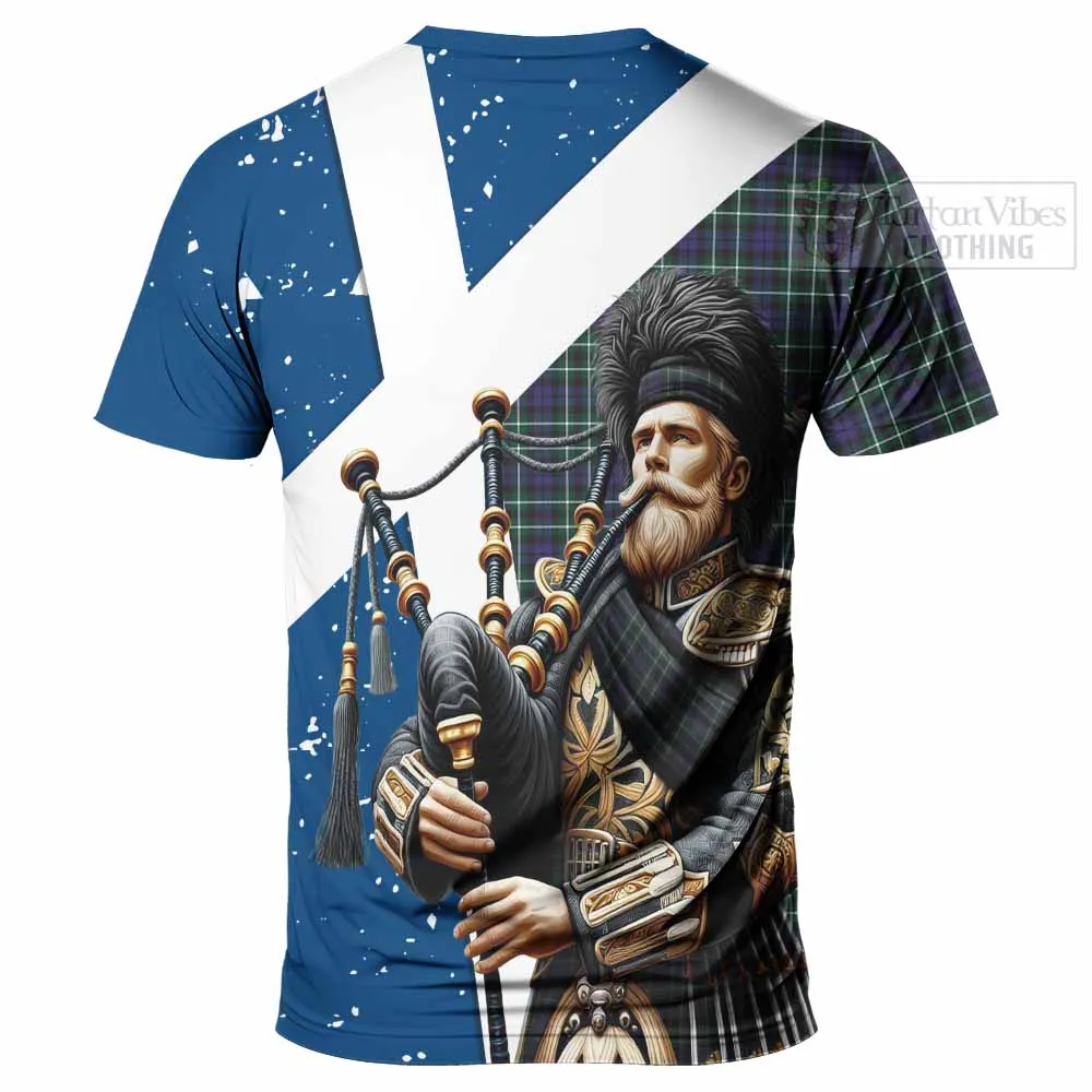 Allardice Tartan T-Shirt with Family Crest Scottish Bagpiper Vibes