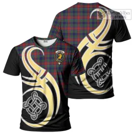 Allison Red Tartan T-Shirt with Family Crest and Celtic Symbol Style