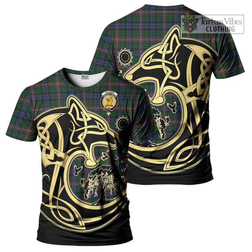 Allison Tartan T-Shirt with Family Crest Celtic Wolf Style