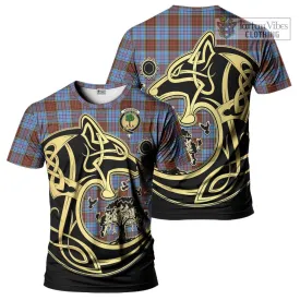 Anderson Modern Tartan T-Shirt with Family Crest Celtic Wolf Style