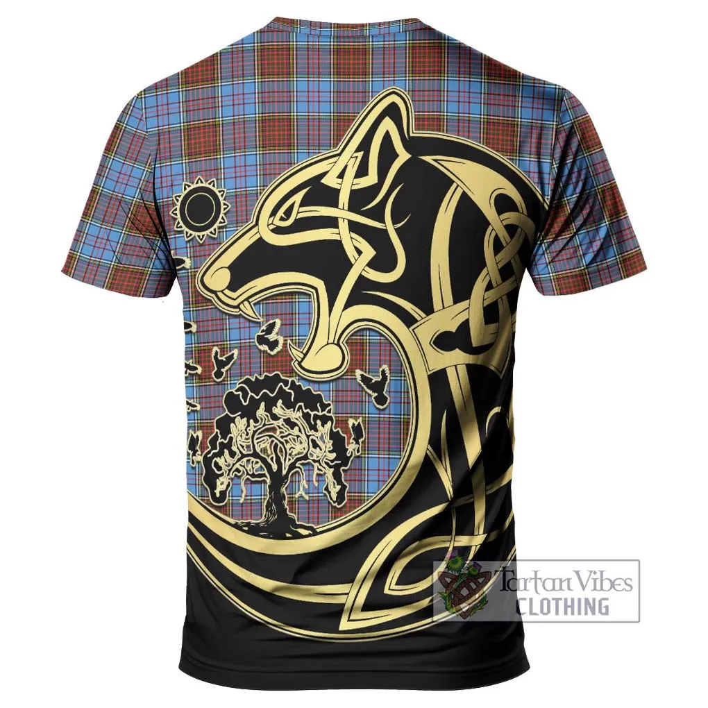 Anderson Modern Tartan T-Shirt with Family Crest Celtic Wolf Style