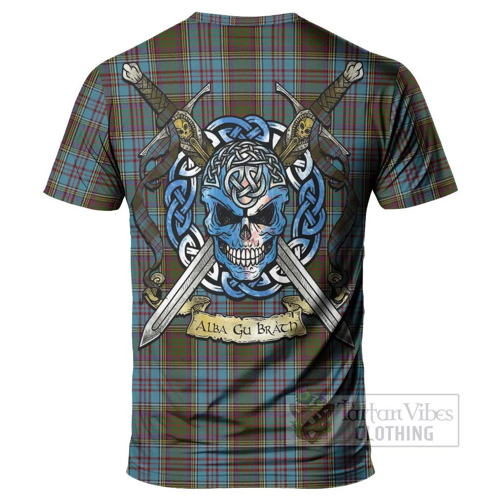 Anderson Tartan T-Shirt with Family Crest Celtic Skull Style