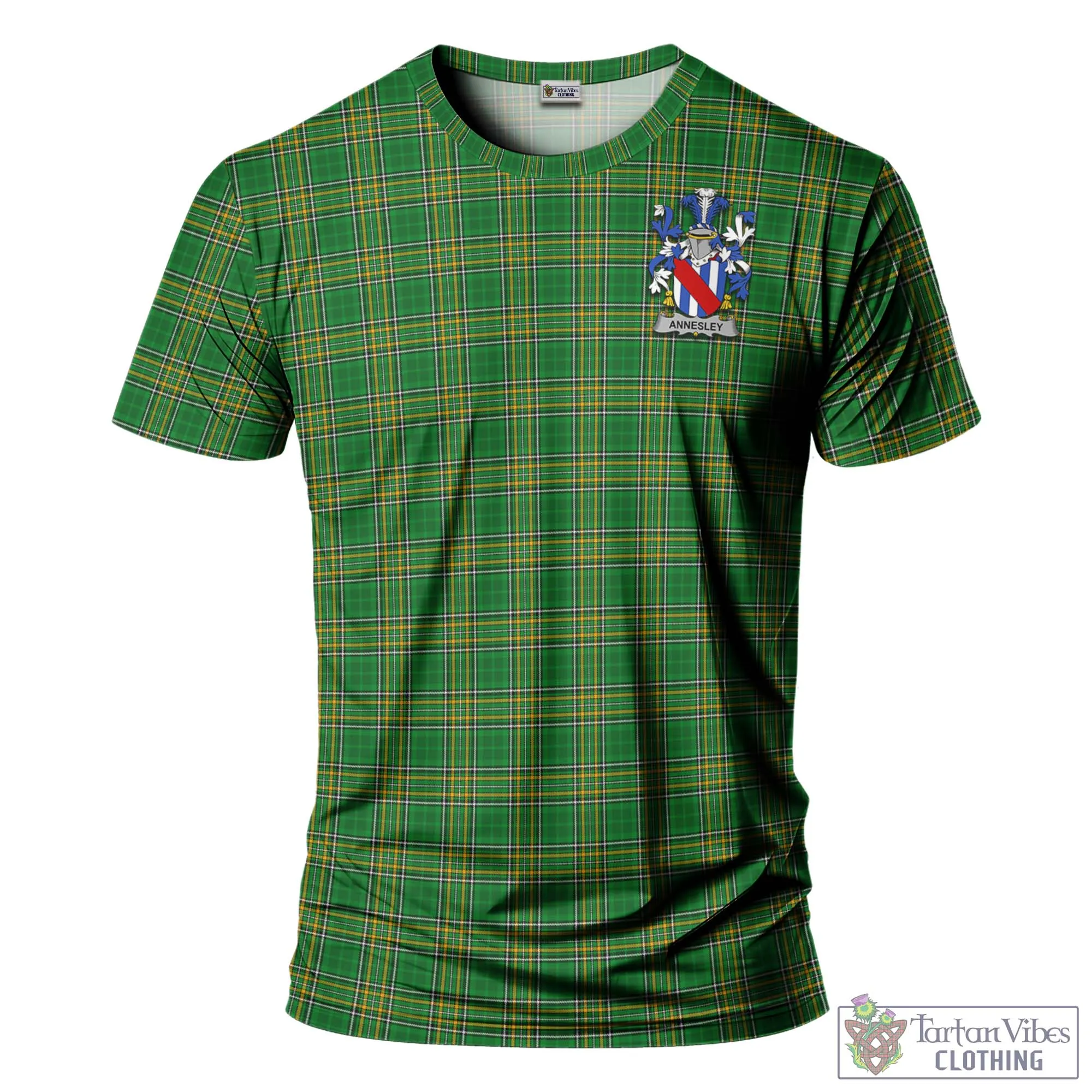 Annesley Irish Clan Tartan T-Shirt with Family Seal