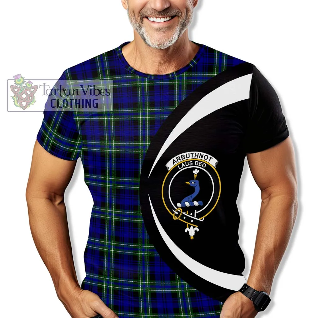 Arbuthnot Modern Tartan T-Shirt with Family Crest Circle Style