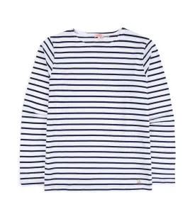 Armor Lux Lightweight Breton Striped T-Shirt: White Navy