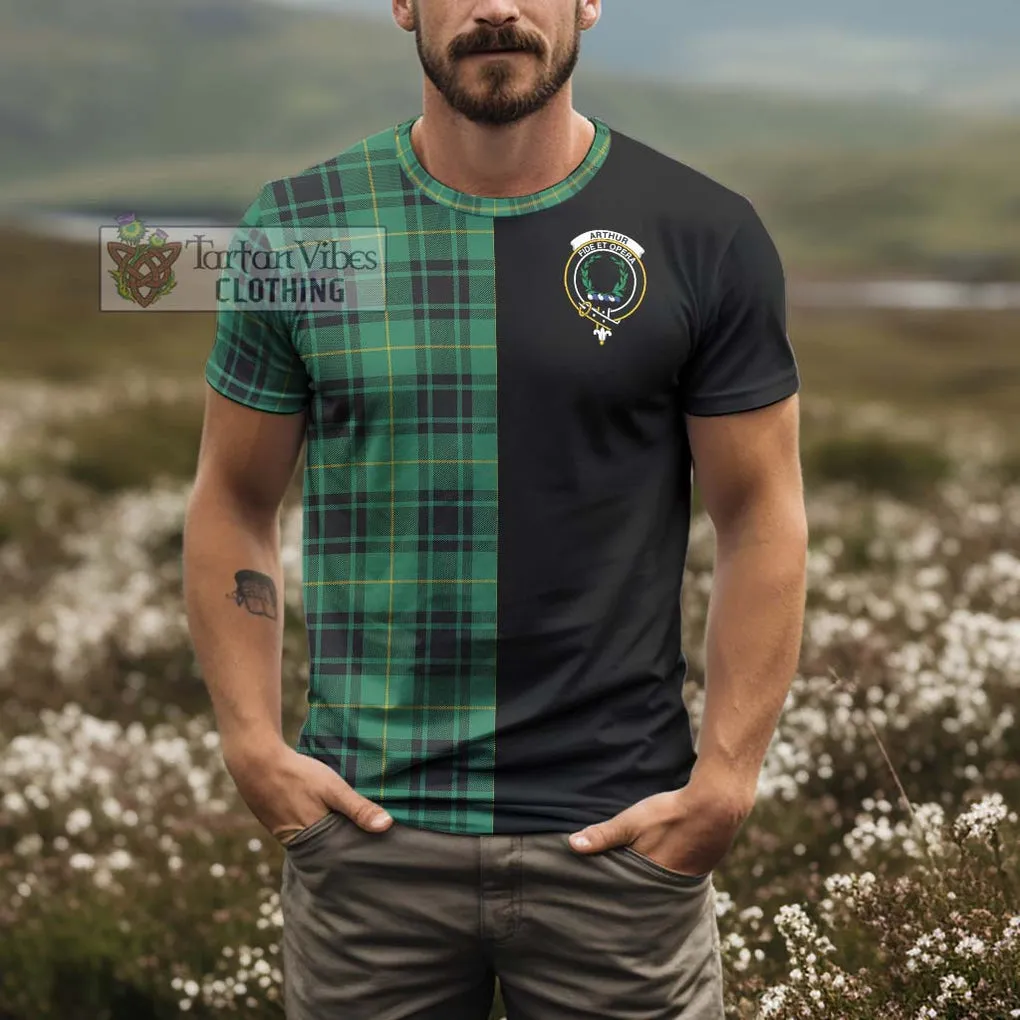 Arthur Ancient Tartan T-Shirt with Family Crest and Half Of Me Style