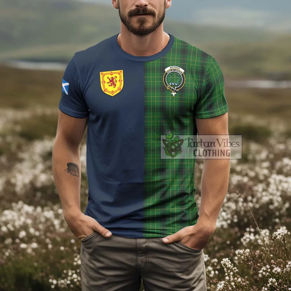 Arthur Highland Tartan T-Shirt Alba with Scottish Lion Royal Arm Half Style