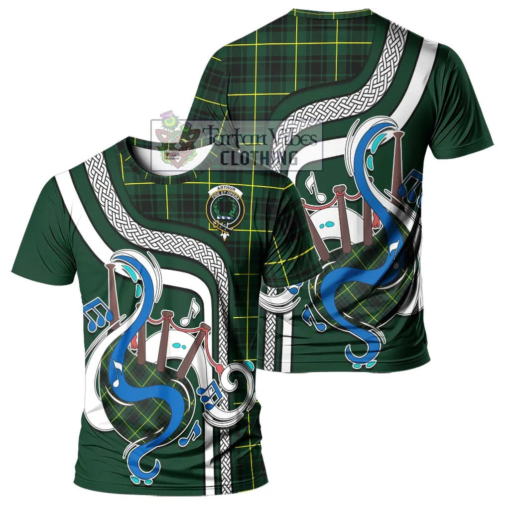 Arthur Modern Tartan T-Shirt with Epic Bagpipe Style