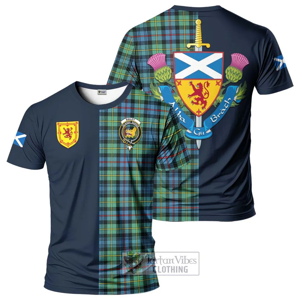 Bailey Ancient Tartan T-Shirt Alba with Scottish Lion Royal Arm Half Style