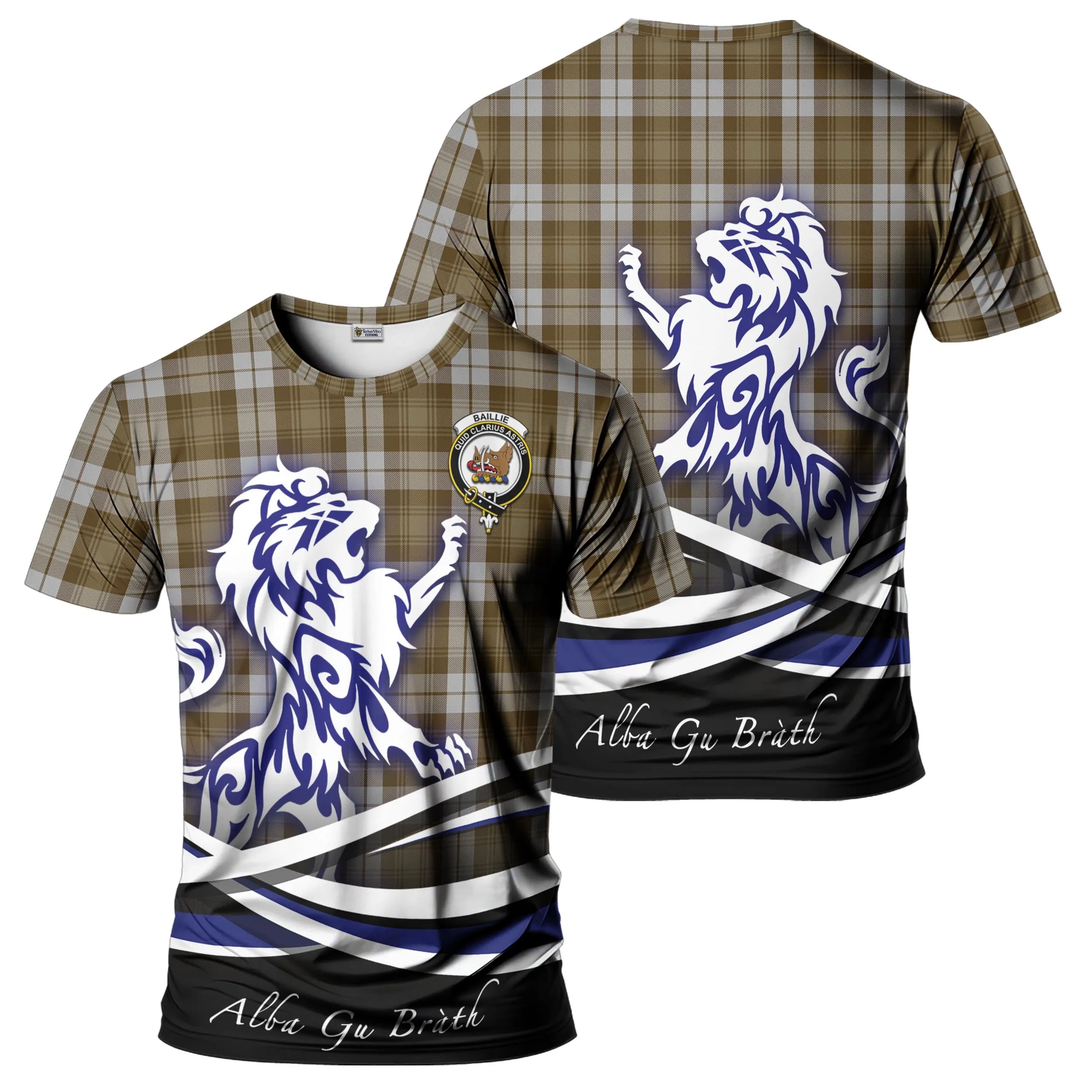 Baillie Dress Tartan T-Shirt with Alba Gu Brath Regal Lion Emblem