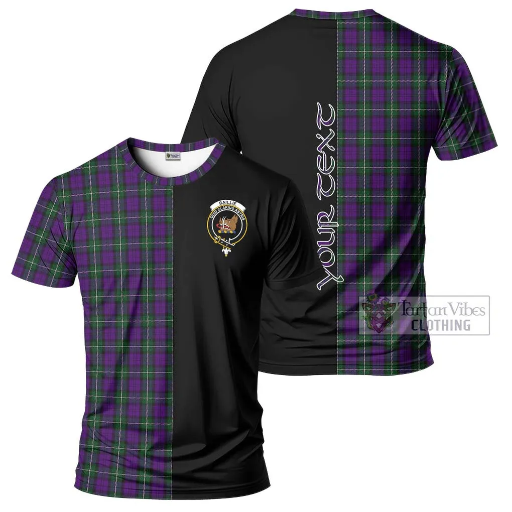 Baillie Highland Society Tartan T-Shirt with Family Crest and Half Of Me Style