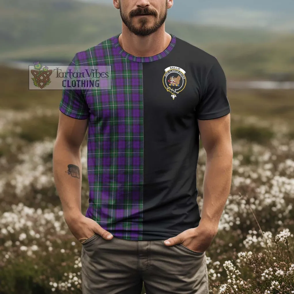 Baillie Highland Society Tartan T-Shirt with Family Crest and Half Of Me Style