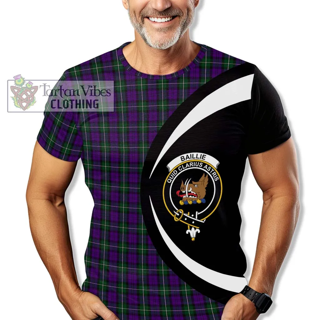 Baillie Highland Society Tartan T-Shirt with Family Crest Circle Style