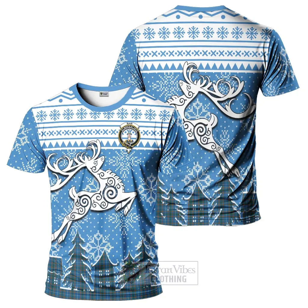 Bain Clan Christmas T-Shirt Celtic Reindeer Style