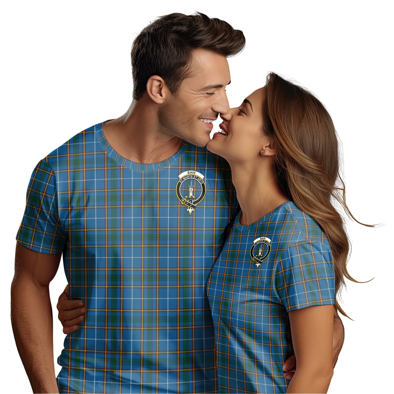 Bain Tartan T-Shirt with Family Crest