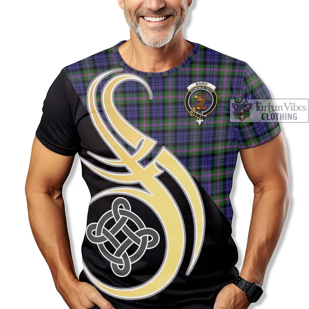 Baird Modern Tartan T-Shirt with Family Crest and Celtic Symbol Style