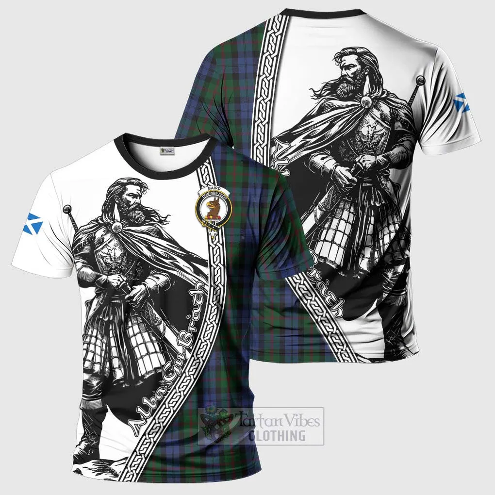 Baird Tartan Clan Crest T-Shirt with Highlander Warrior Celtic Style