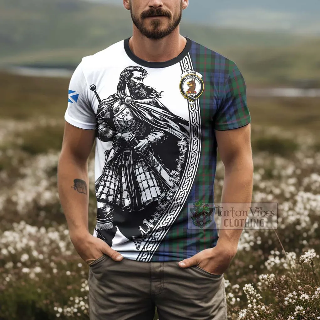 Baird Tartan Clan Crest T-Shirt with Highlander Warrior Celtic Style