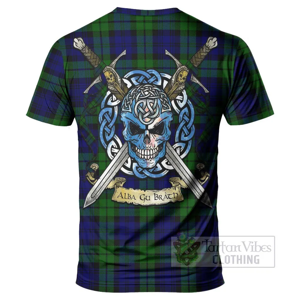 Bannatyne Tartan T-Shirt with Family Crest Celtic Skull Style