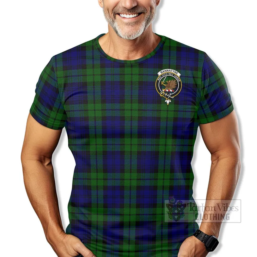 Bannatyne Tartan T-Shirt with Family Crest Celtic Skull Style