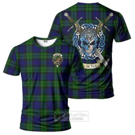 Bannatyne Tartan T-Shirt with Family Crest Celtic Skull Style