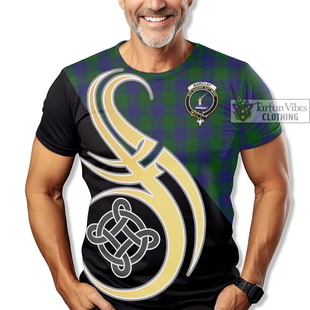 Barclay Tartan T-Shirt with Family Crest and Celtic Symbol Style