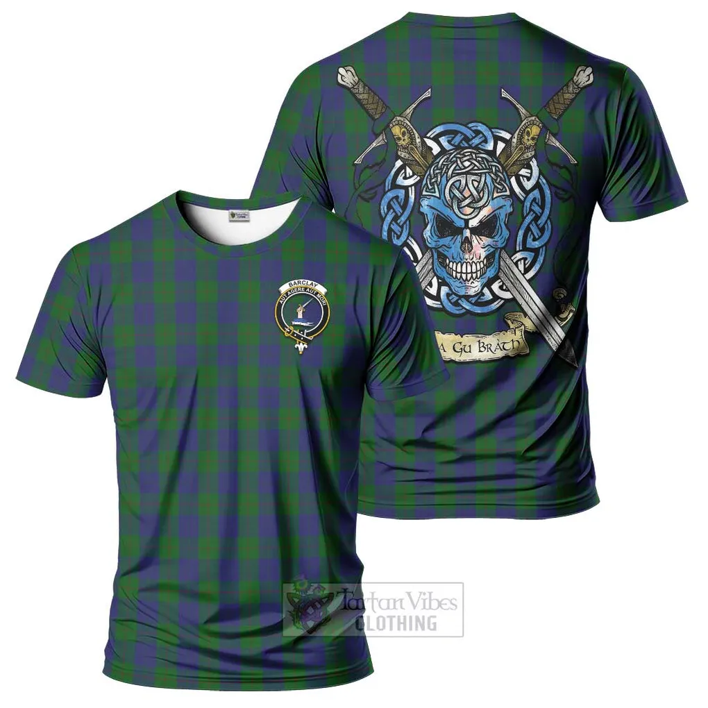 Barclay Tartan T-Shirt with Family Crest Celtic Skull Style