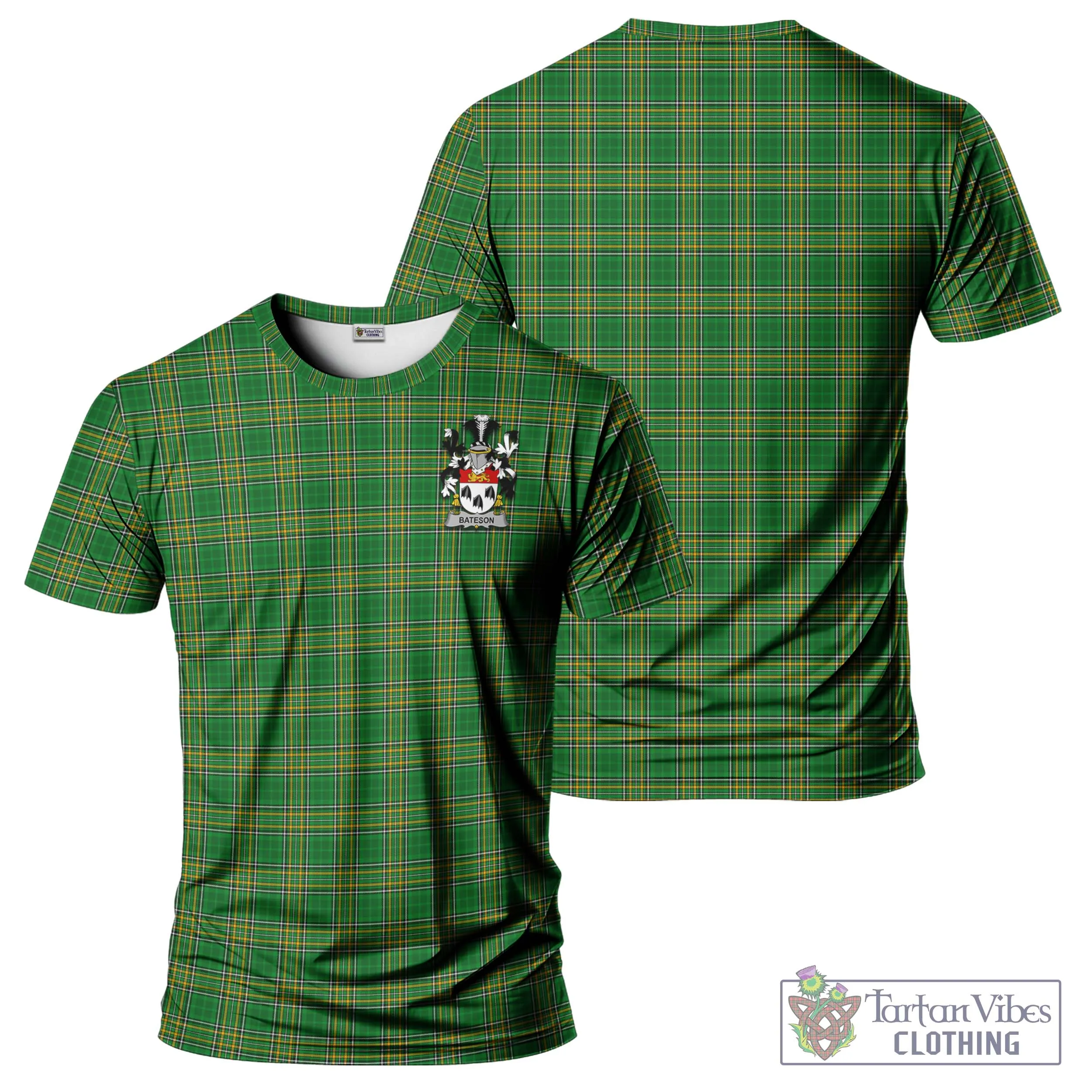 Bateson Irish Clan Tartan T-Shirt with Family Seal