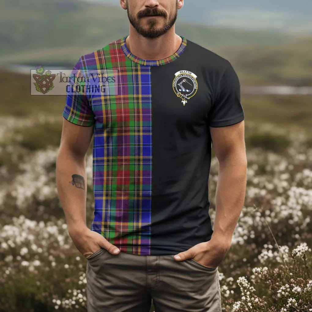 Beattie Tartan T-Shirt with Family Crest and Half Of Me Style