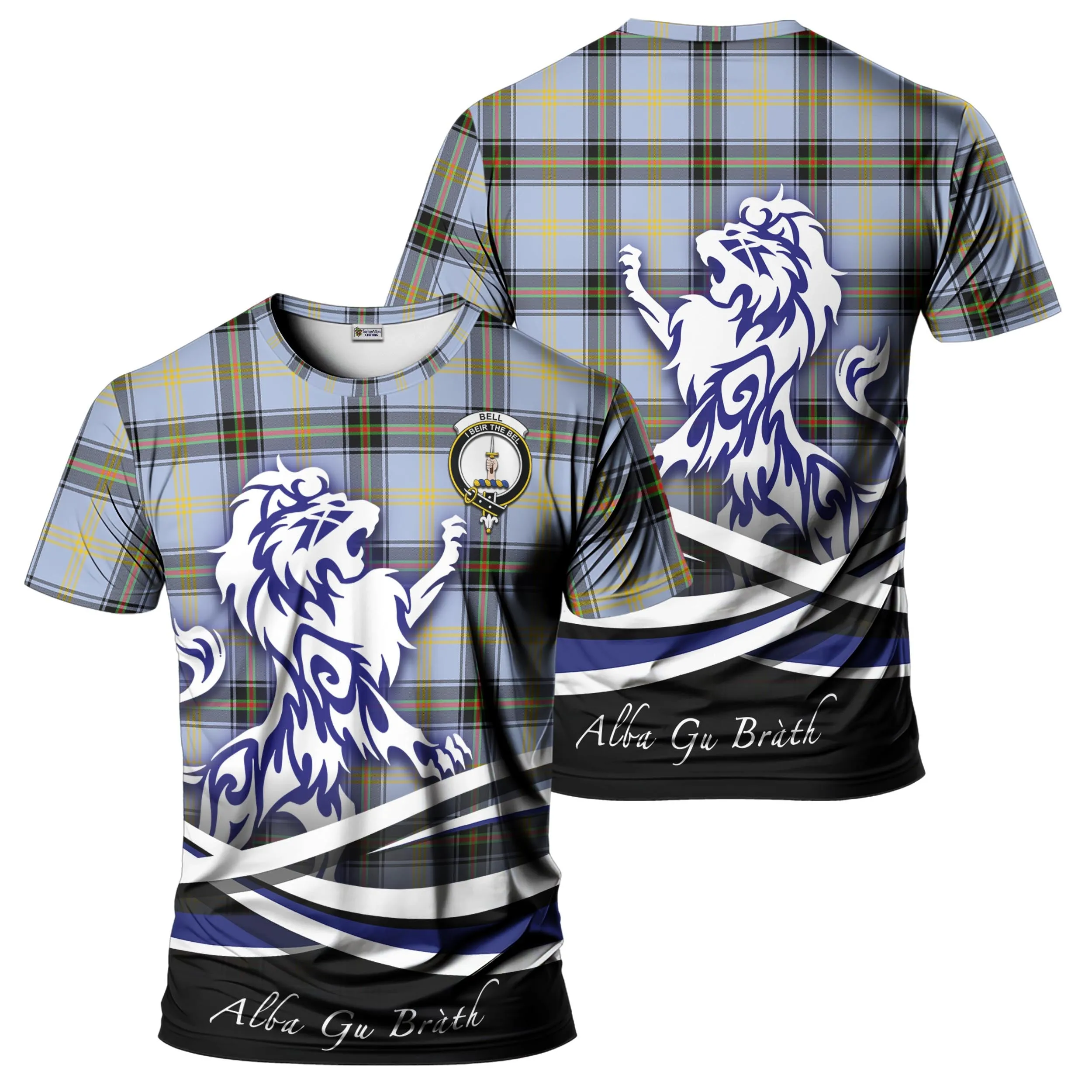 Bell Tartan T-Shirt with Alba Gu Brath Regal Lion Emblem