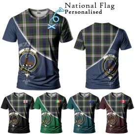 Blair Dress Tartan T-Shirt with Personalised National Flag and Family Crest Half Style