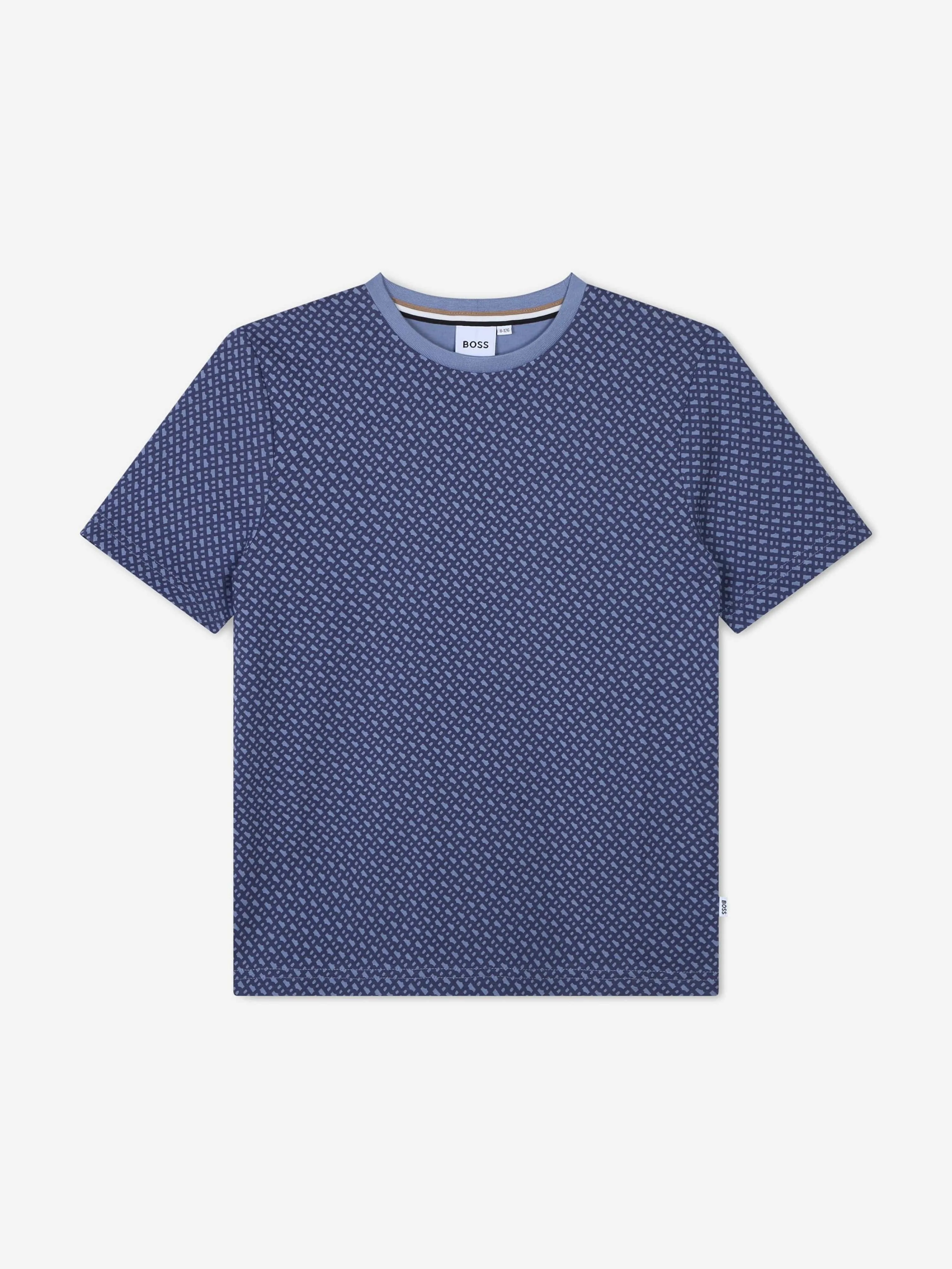 BOSS Boys Monogram Priint T-Shirt in Grey