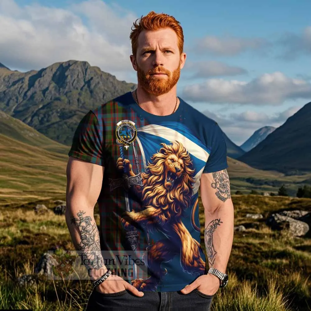 Bowie Tartan Family Crest T-Shirt with Scottish Majestic Lion