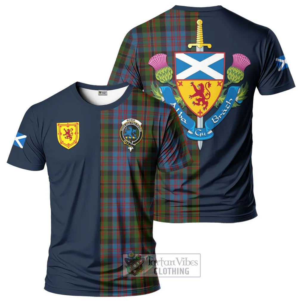 Bowie Tartan T-Shirt Alba with Scottish Lion Royal Arm Half Style