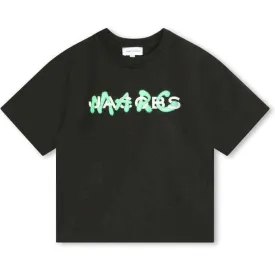 Boys Black Graffiti Logo Short Sleeve T-Shirt